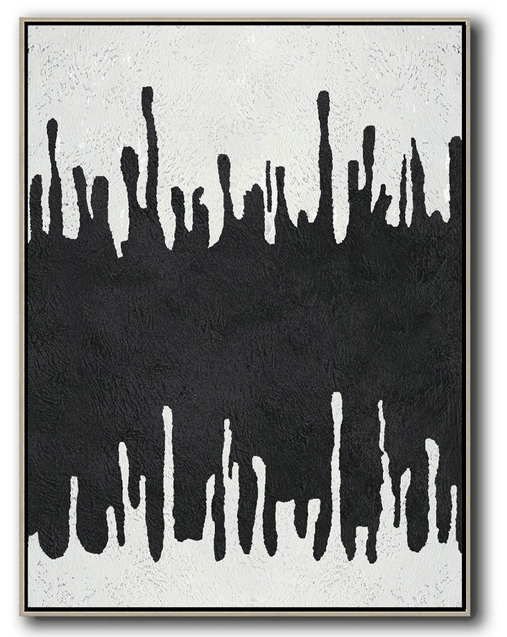 Extra Large Acrylic Painting On Canvas,Black And White Minimal Painting On Canvas,Large Canvas Wall Art For Sale #N9K3